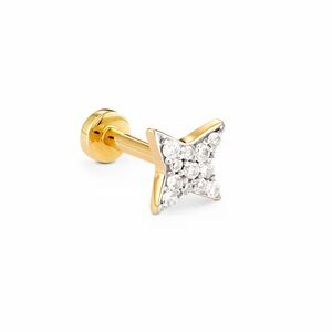 Kendra Scott Star 14k Yellow Gold Mini Single Stud Earring in White Diamonds